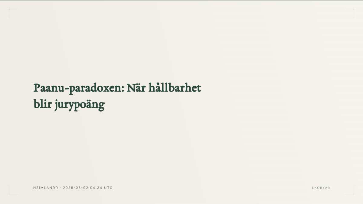 Paanu-paradoxen: När hållbarhet blir jurypoäng