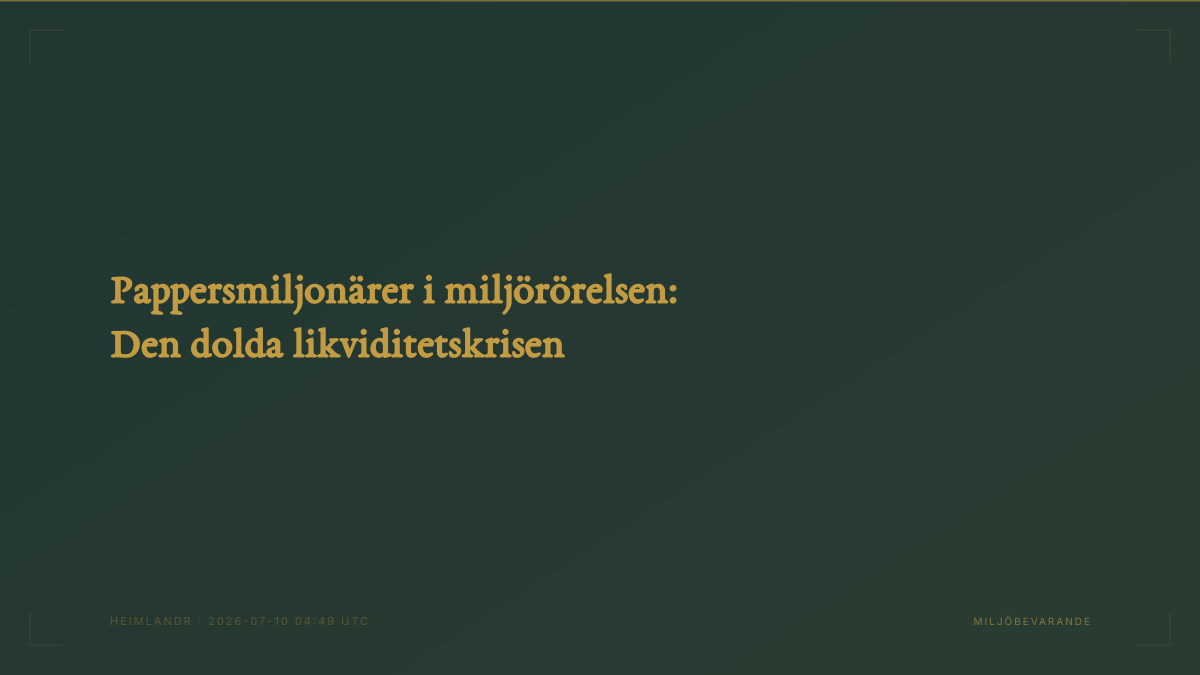 Pappersmiljonärer i miljörörelsen: Den dolda likviditetskrisen