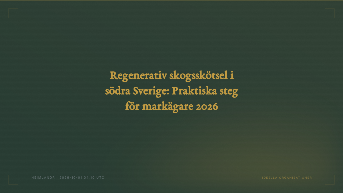 Regenerativ skogsskötsel i södra Sverige: Praktiska steg för markägare 2026