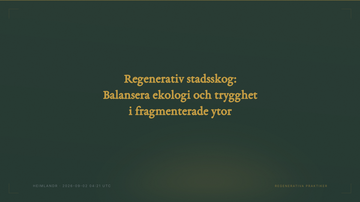 Regenerativ stadsskog: Balansera ekologi och trygghet i fragmenterade ytor