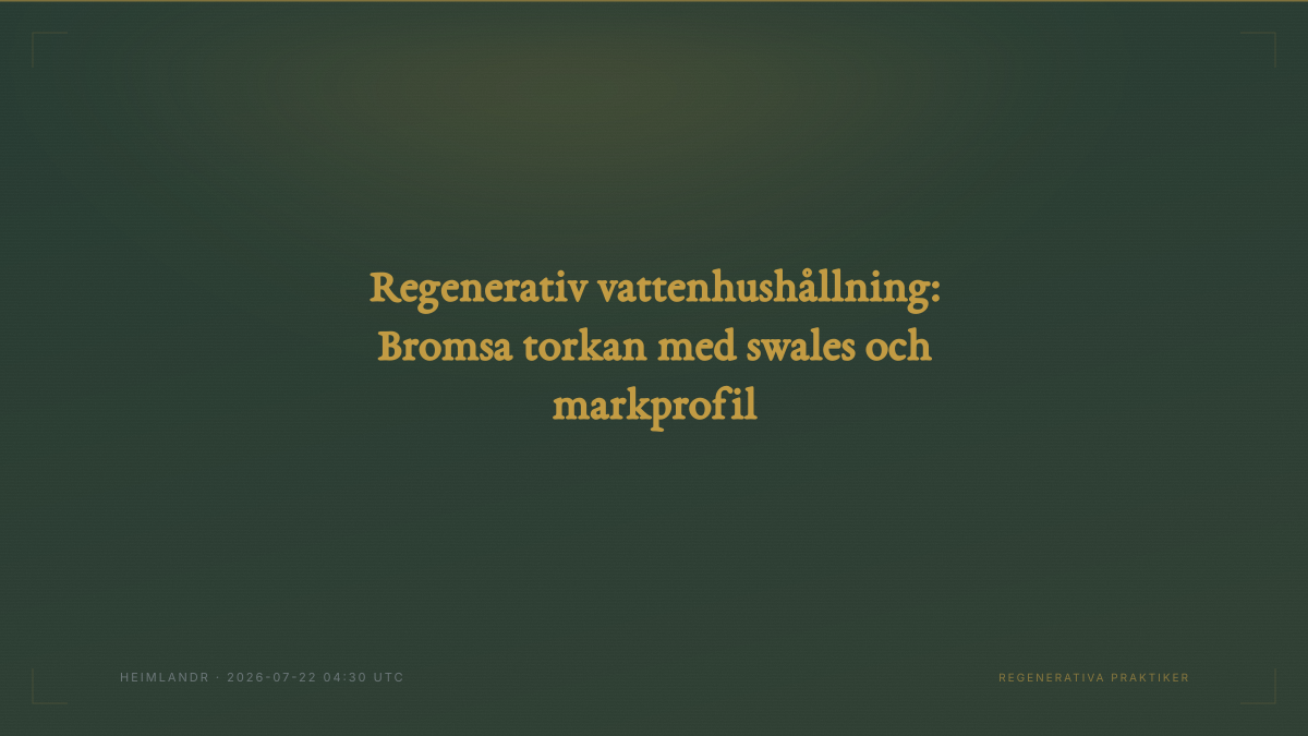 Regenerativ vattenhushållning: Bromsa torkan med swales och markprofil