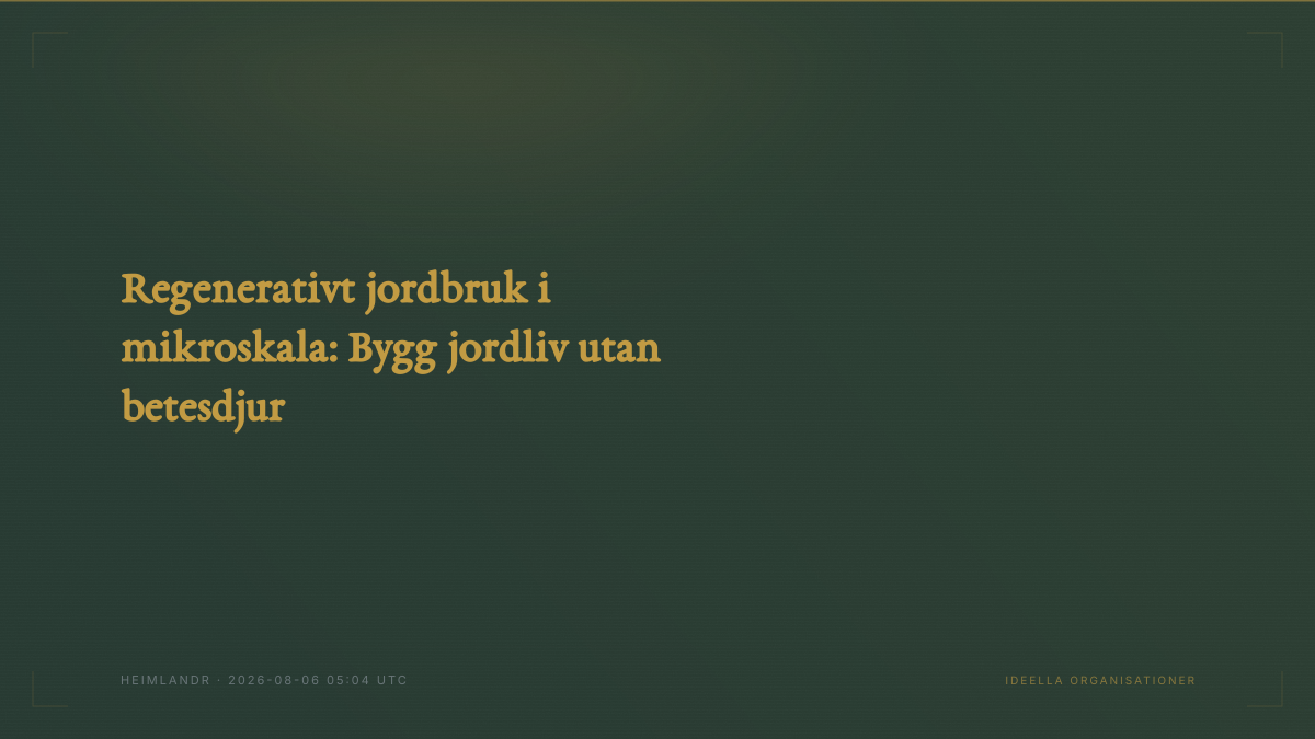 Regenerativt jordbruk i mikroskala: Bygg jordliv utan betesdjur