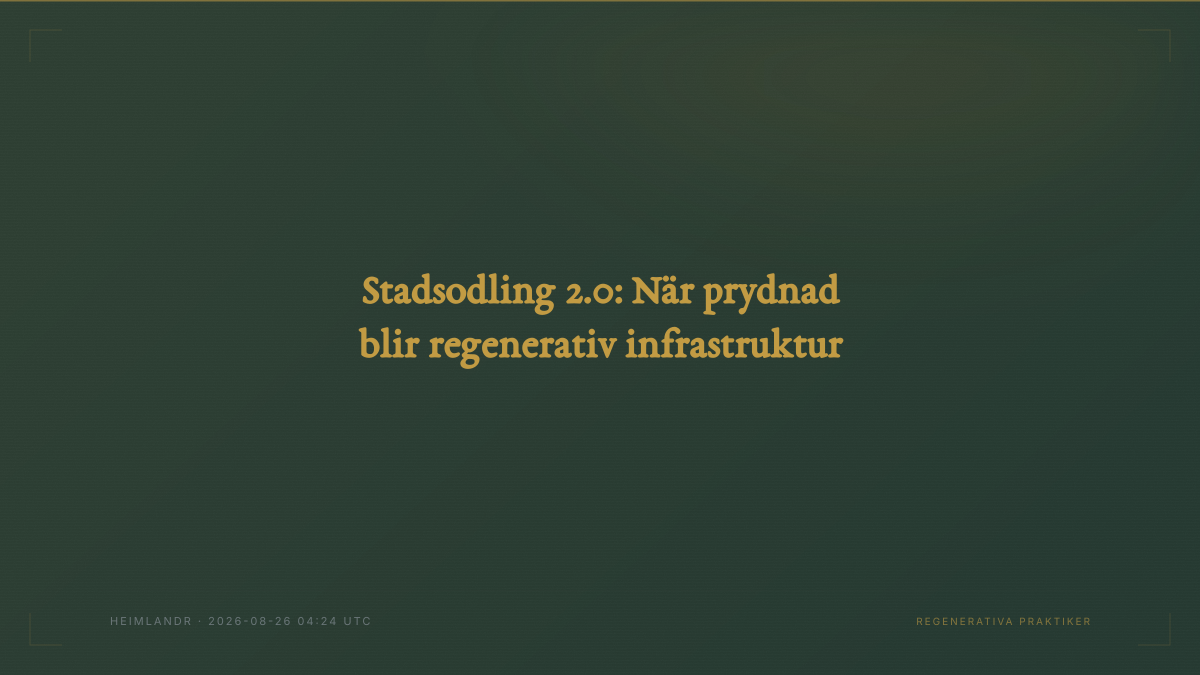 Stadsodling 2.0: När prydnad blir regenerativ infrastruktur