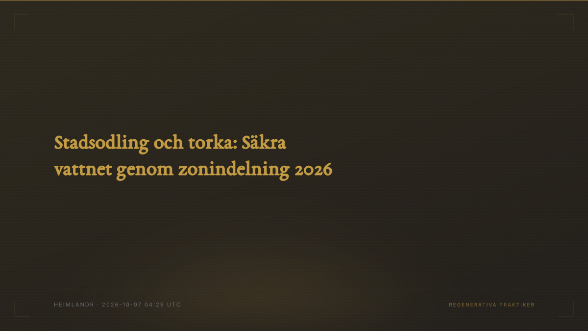 Stadsodling och torka: Säkra vattnet genom zonindelning 2026