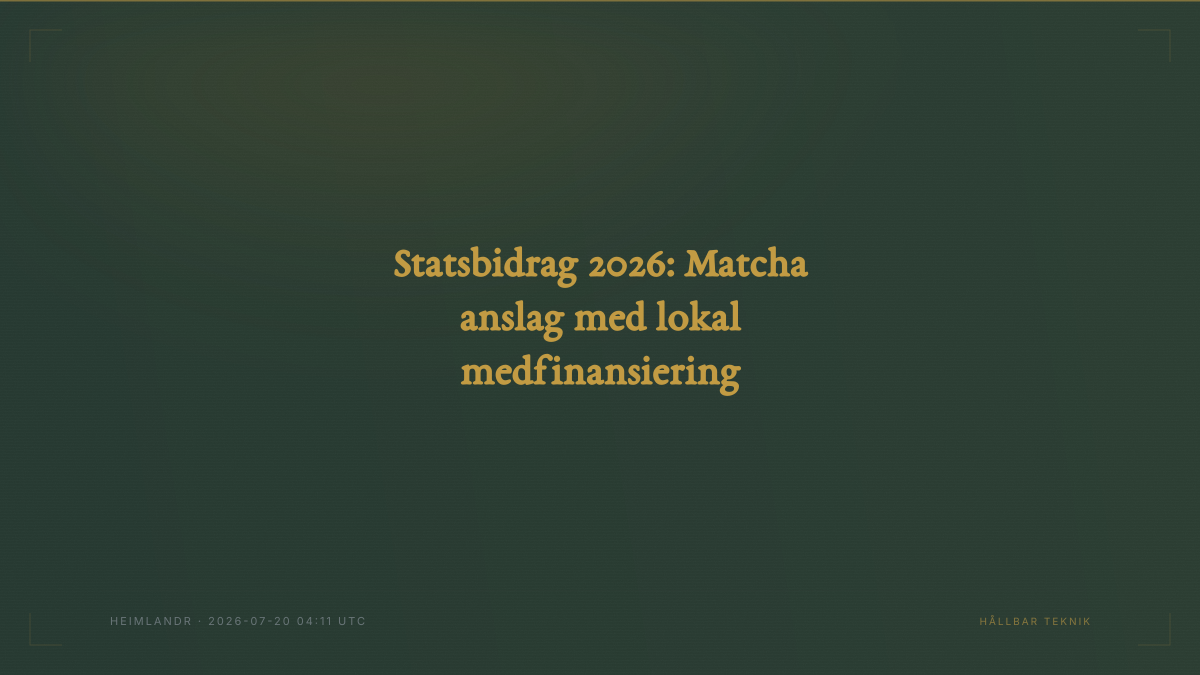 Statsbidrag 2026: Matcha anslag med lokal medfinansiering