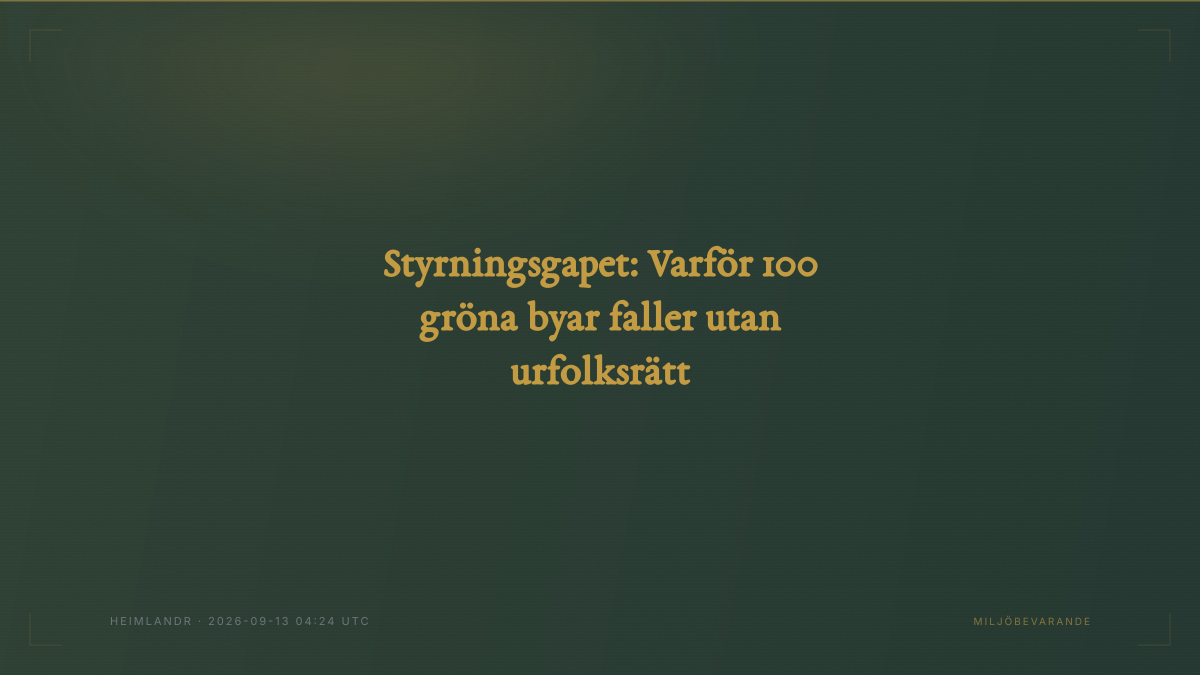 Styrningsgapet: Varför 100 gröna byar faller utan urfolksrätt