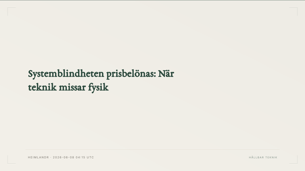 Systemblindheten prisbelönas: När teknik missar fysik