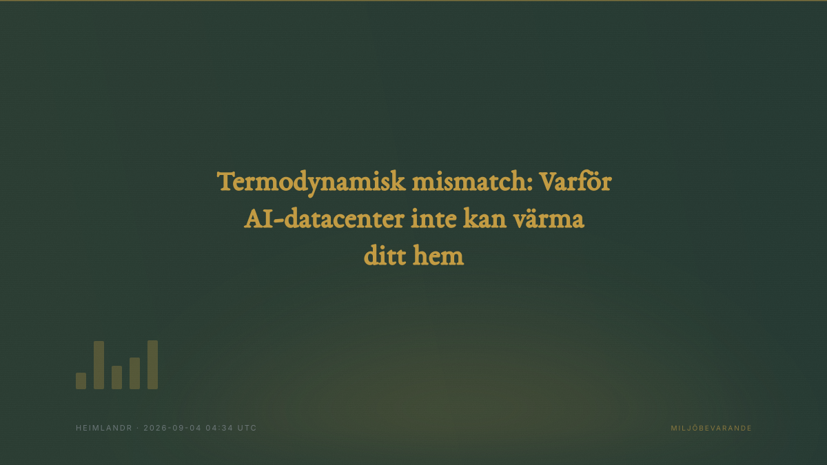 Termodynamisk mismatch: Varför AI-datacenter inte kan värma ditt hem