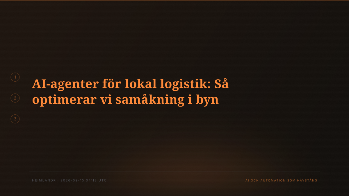 AI-agenter för lokal logistik: Så optimerar vi samåkning i byn