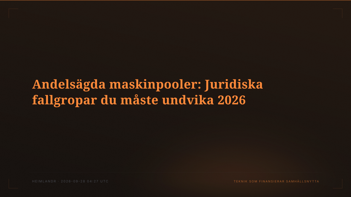 Andelsägda maskinpooler: Juridiska fallgropar du måste undvika 2026
