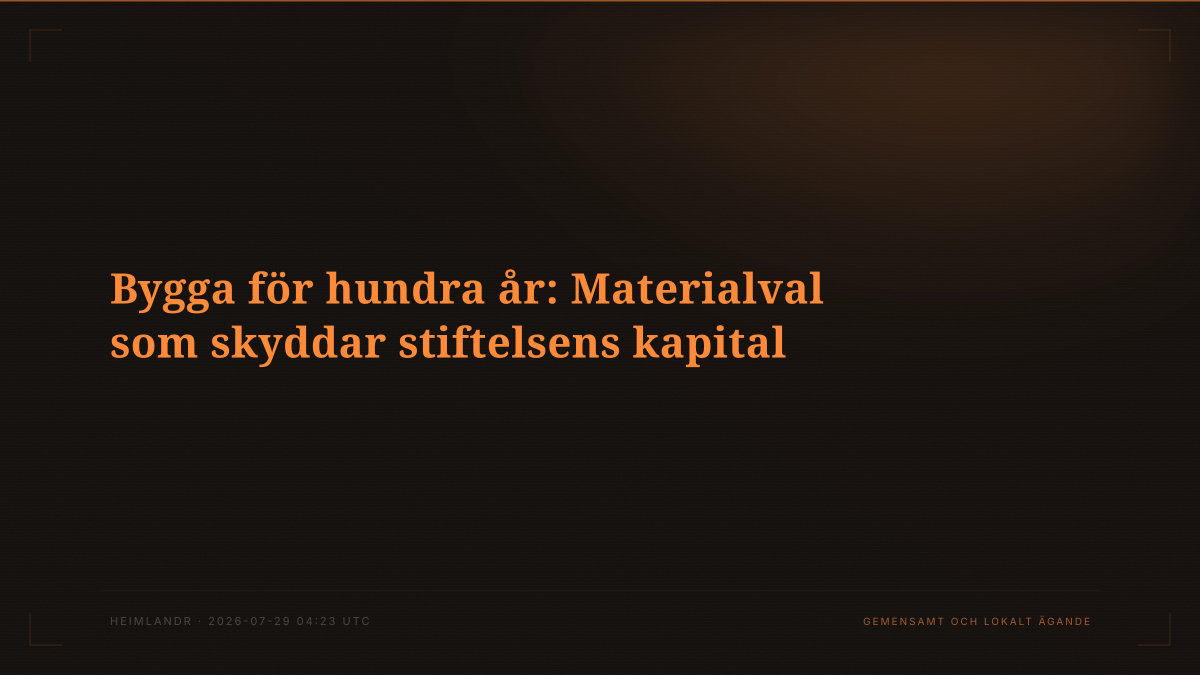 Bygga för hundra år: Materialval som skyddar stiftelsens kapital