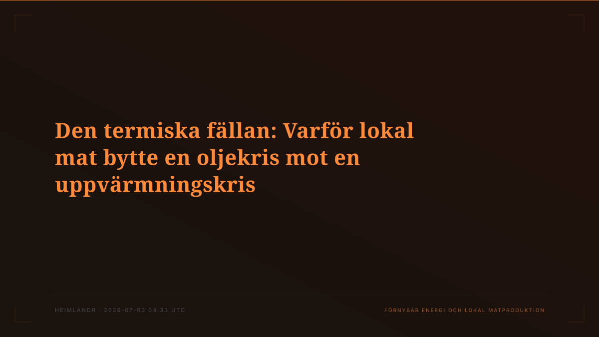 Den termiska fällan: Varför lokal mat bytte en oljekris mot en uppvärmningskris