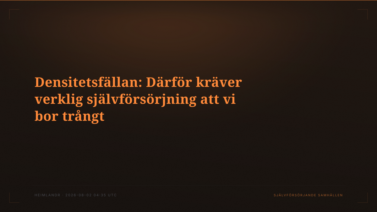 Densitetsfällan: Därför kräver verklig självförsörjning att vi bor trångt