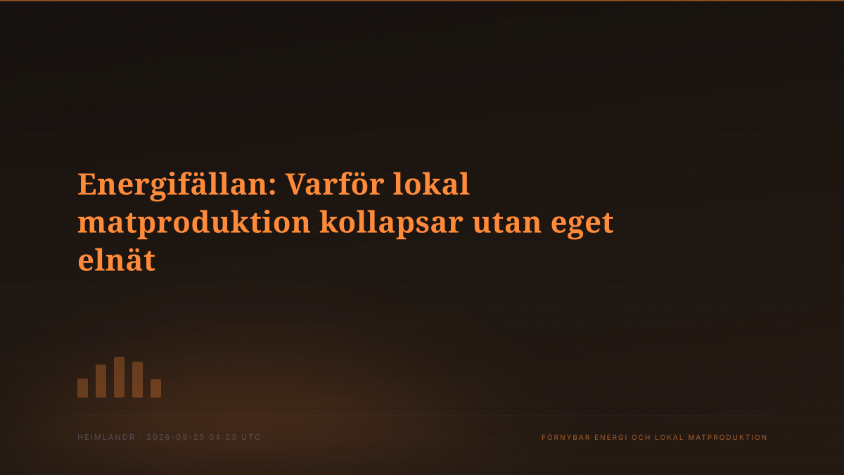 Energifällan: Varför lokal matproduktion kollapsar utan eget elnät