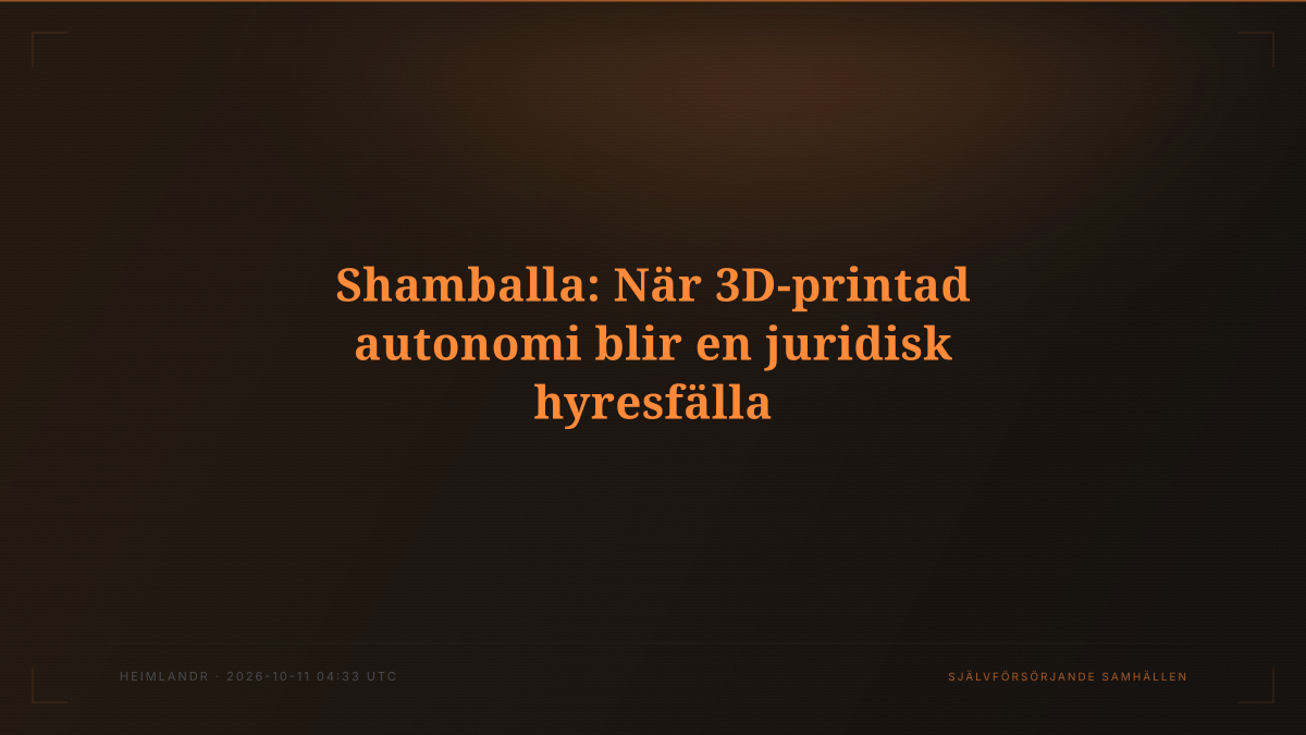 Shamballa: När 3D-printad autonomi blir en juridisk hyresfälla