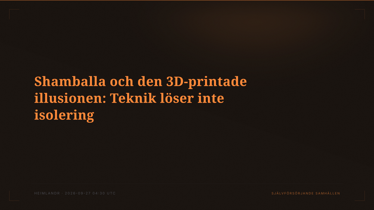Shamballa och den 3D-printade illusionen: Teknik löser inte isolering