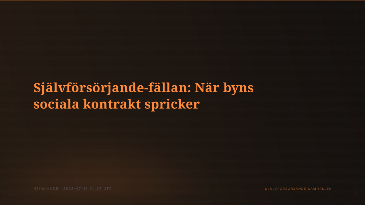 Självförsörjande-fällan: När byns sociala kontrakt spricker