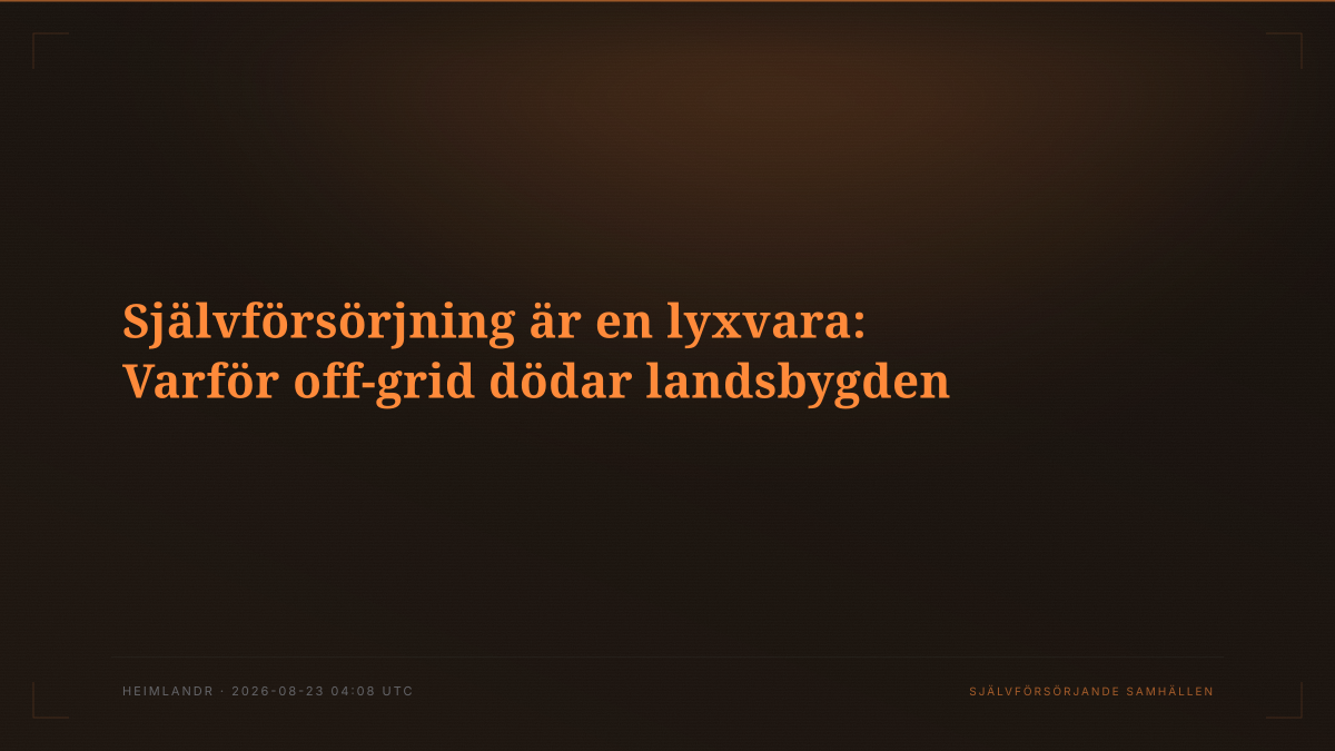 Självförsörjning är en lyxvara: Varför off-grid dödar landsbygden