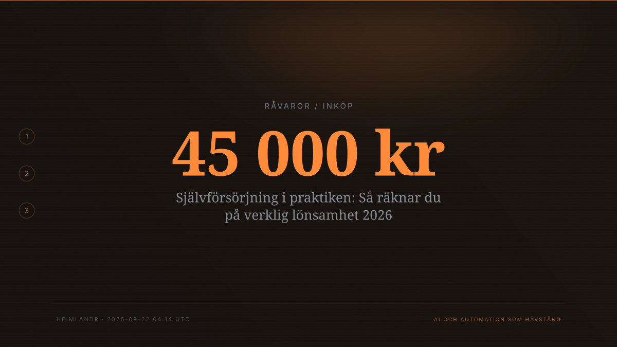 Självförsörjning i praktiken: Så räknar du på verklig lönsamhet 2026