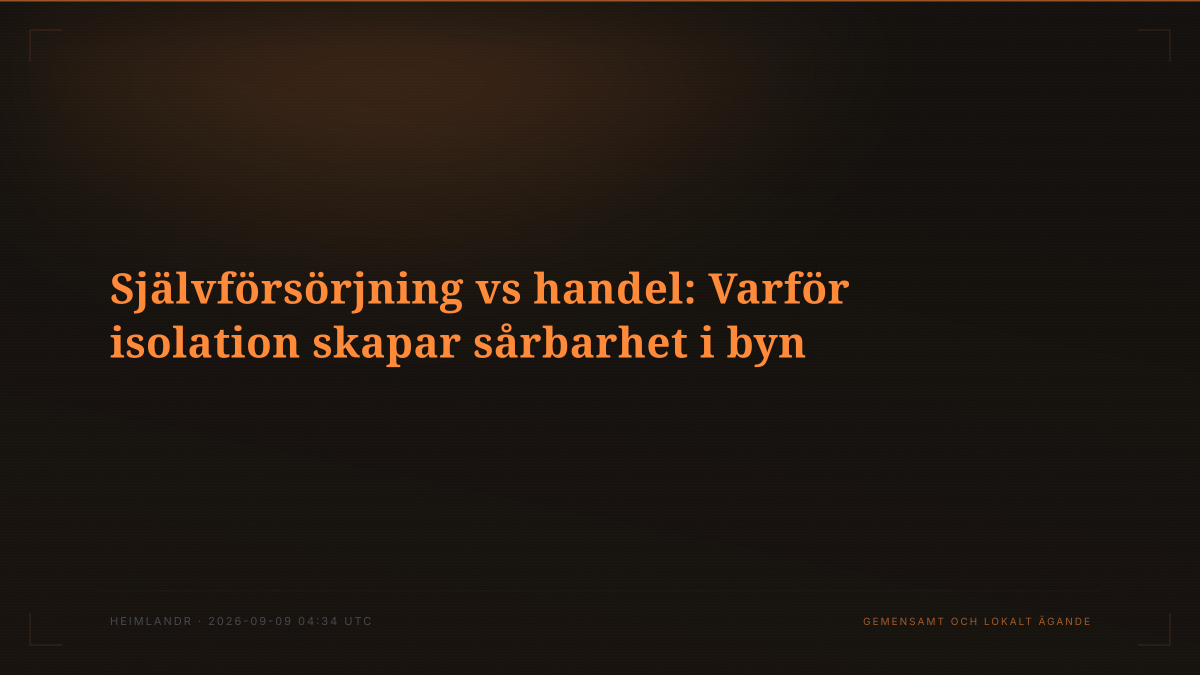 Självförsörjning vs handel: Varför isolation skapar sårbarhet i byn