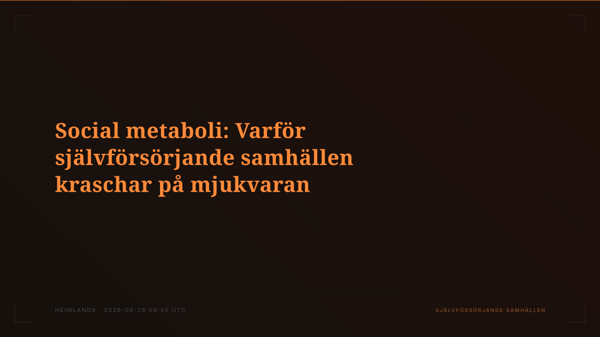 Social metaboli: Varför självförsörjande samhällen kraschar på mjukvaran
