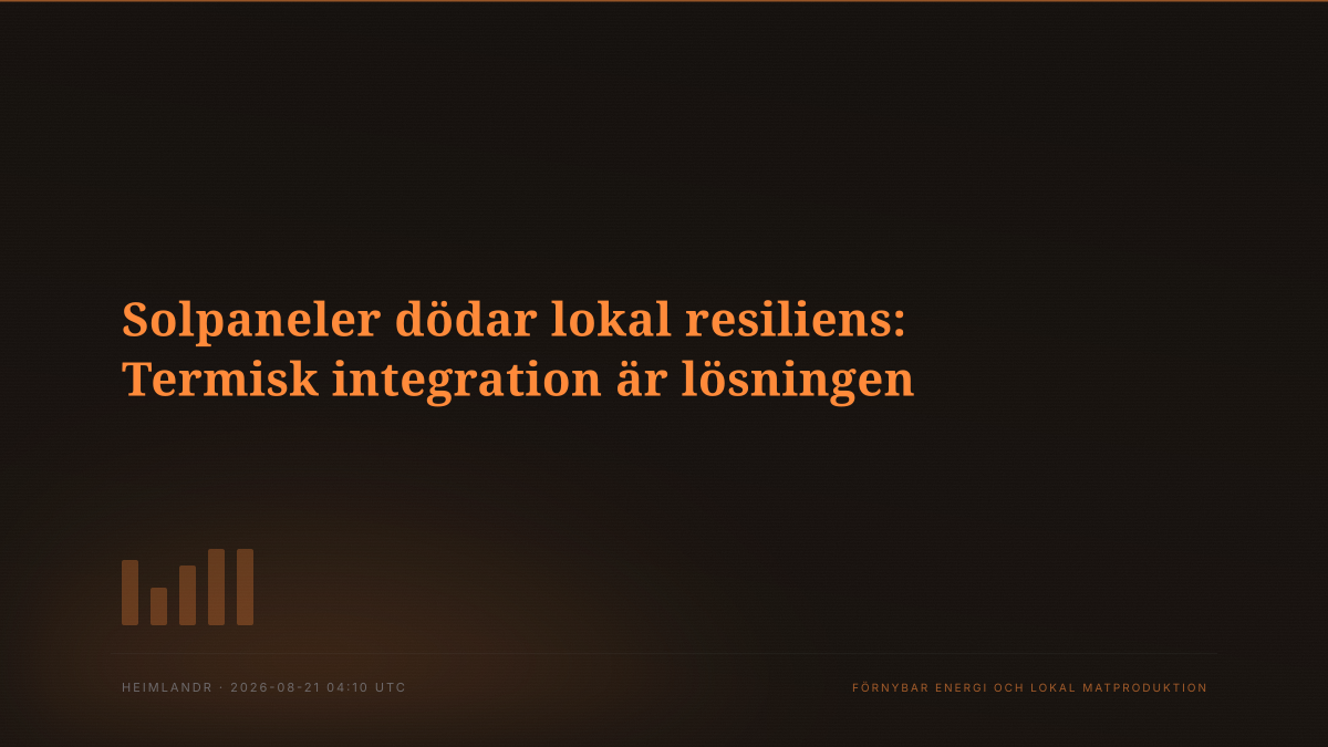 Solpaneler dödar lokal resiliens: Termisk integration är lösningen