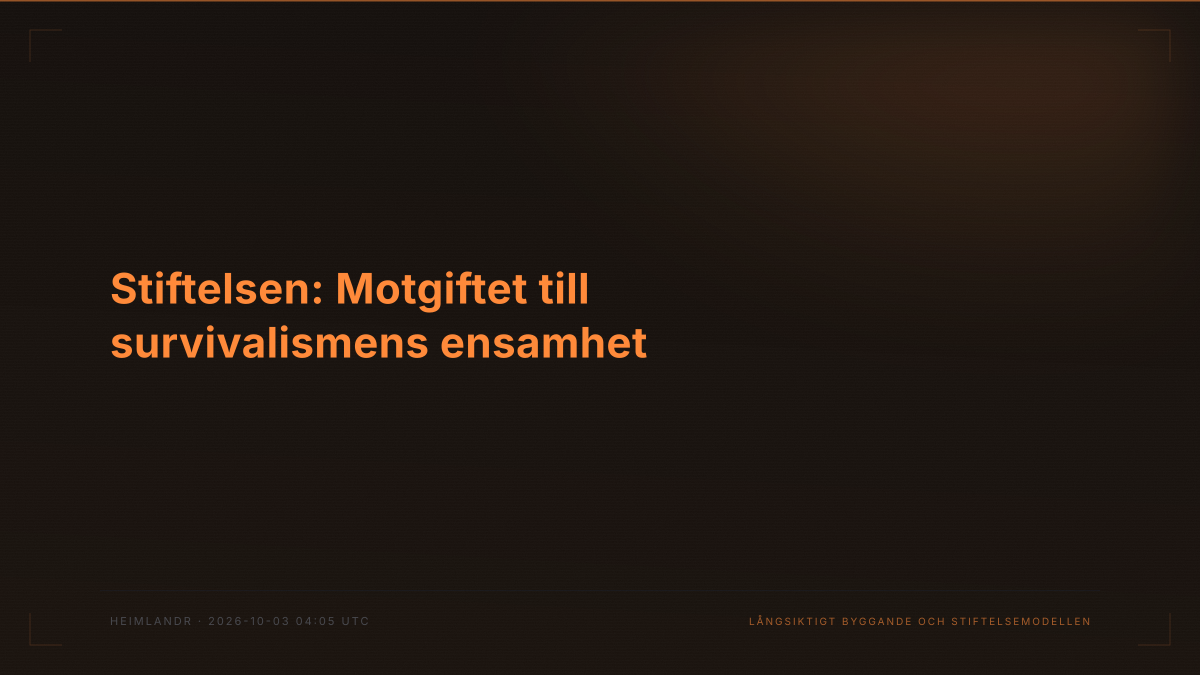 Stiftelsen: Motgiftet till survivalismens ensamhet