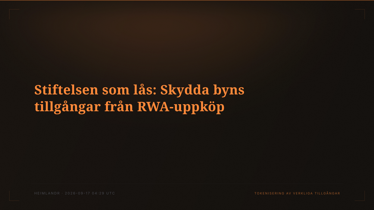 Stiftelsen som lås: Skydda byns tillgångar från RWA-uppköp