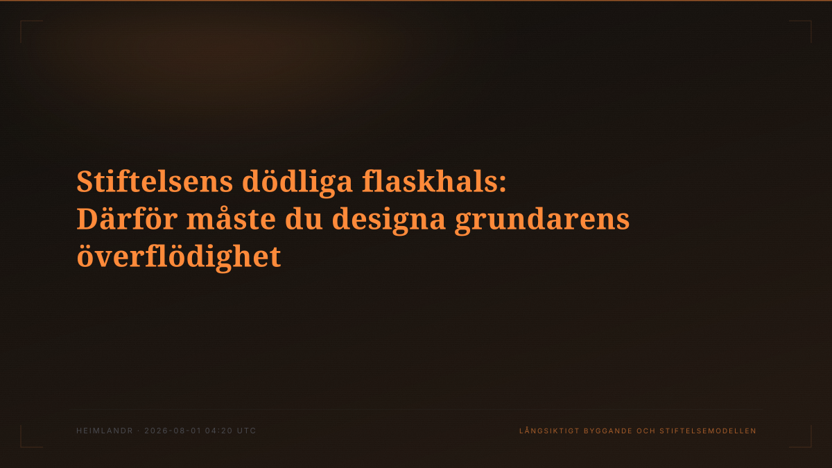 Stiftelsens dödliga flaskhals: Därför måste du designa grundarens överflödighet
