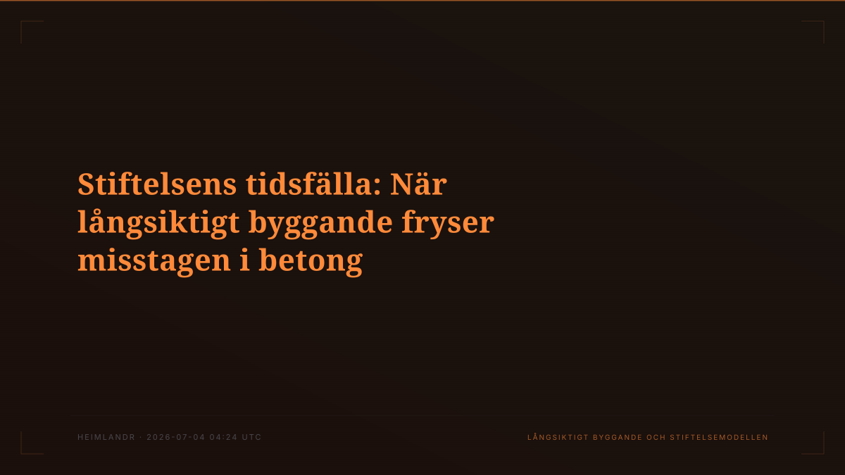Stiftelsens tidsfälla: När långsiktigt byggande fryser misstagen i betong