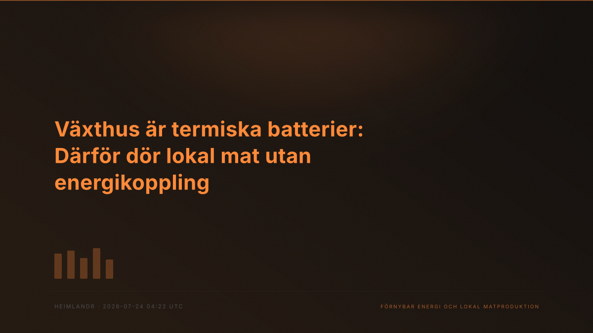 Växthus är termiska batterier: Därför dör lokal mat utan energikoppling
