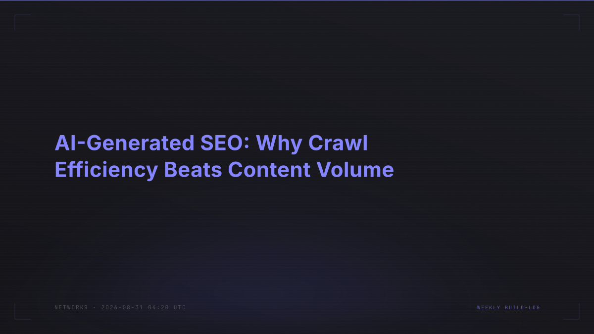AI-Generated SEO: Why Crawl Efficiency Beats Content Volume