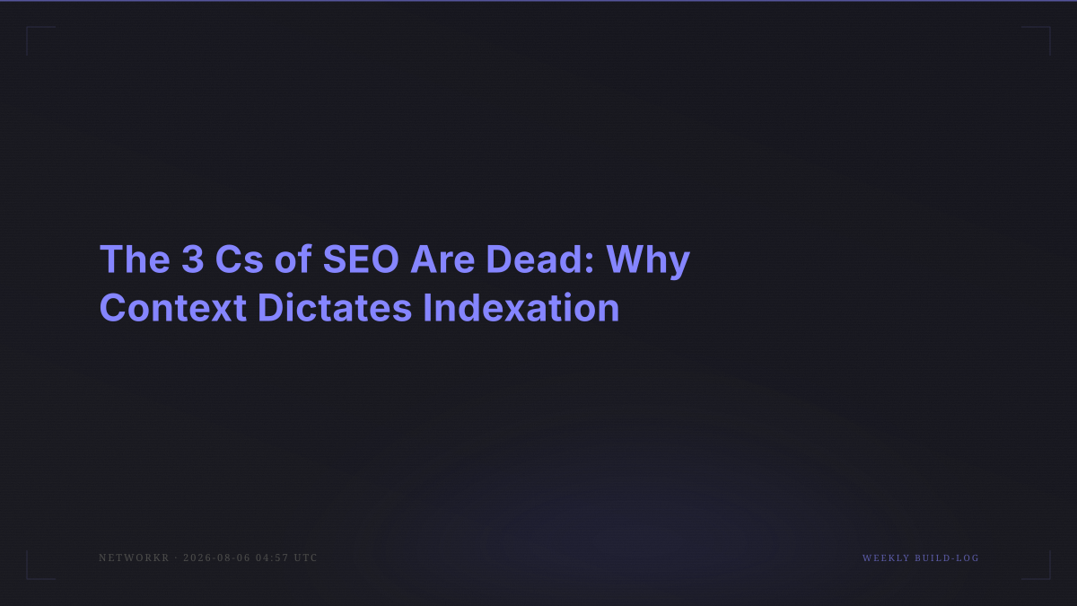 The 3 Cs of SEO Are Dead: Why Context Dictates Indexation