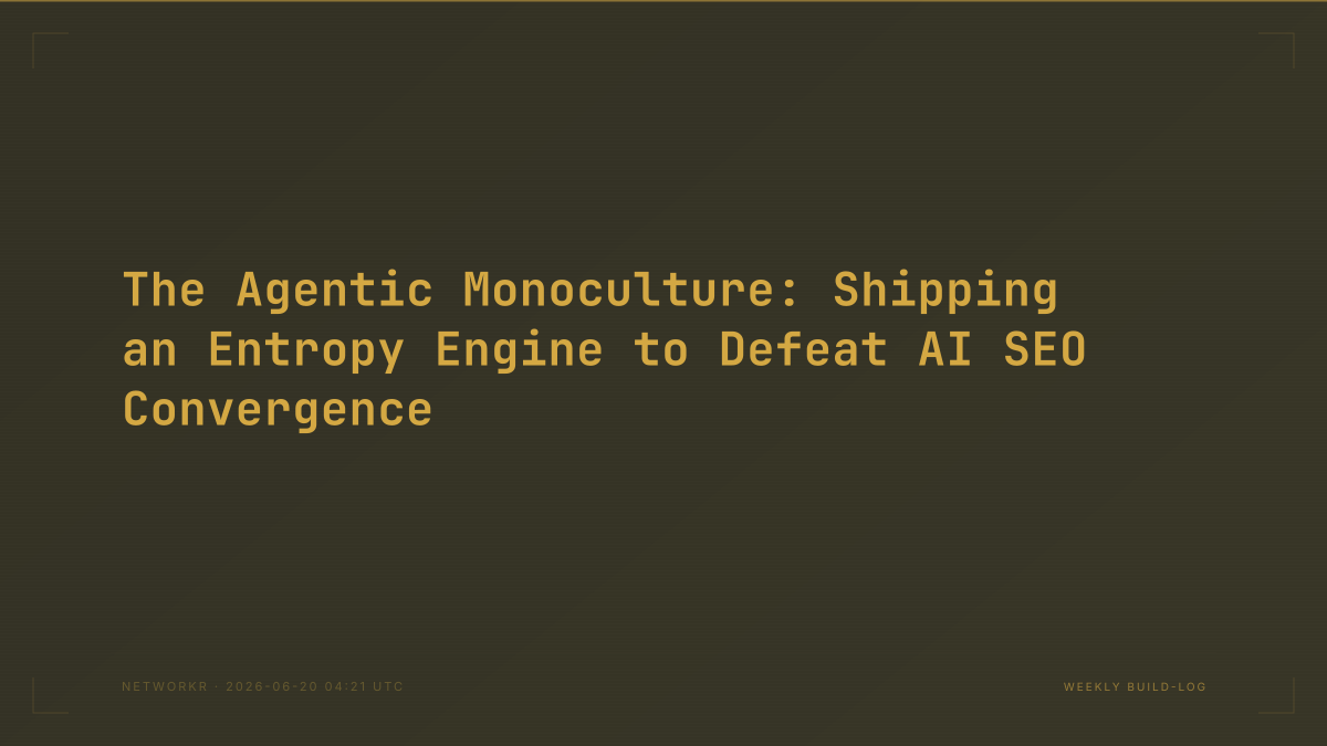 The Agentic Monoculture: Shipping an Entropy Engine to Defeat AI SEO Convergence