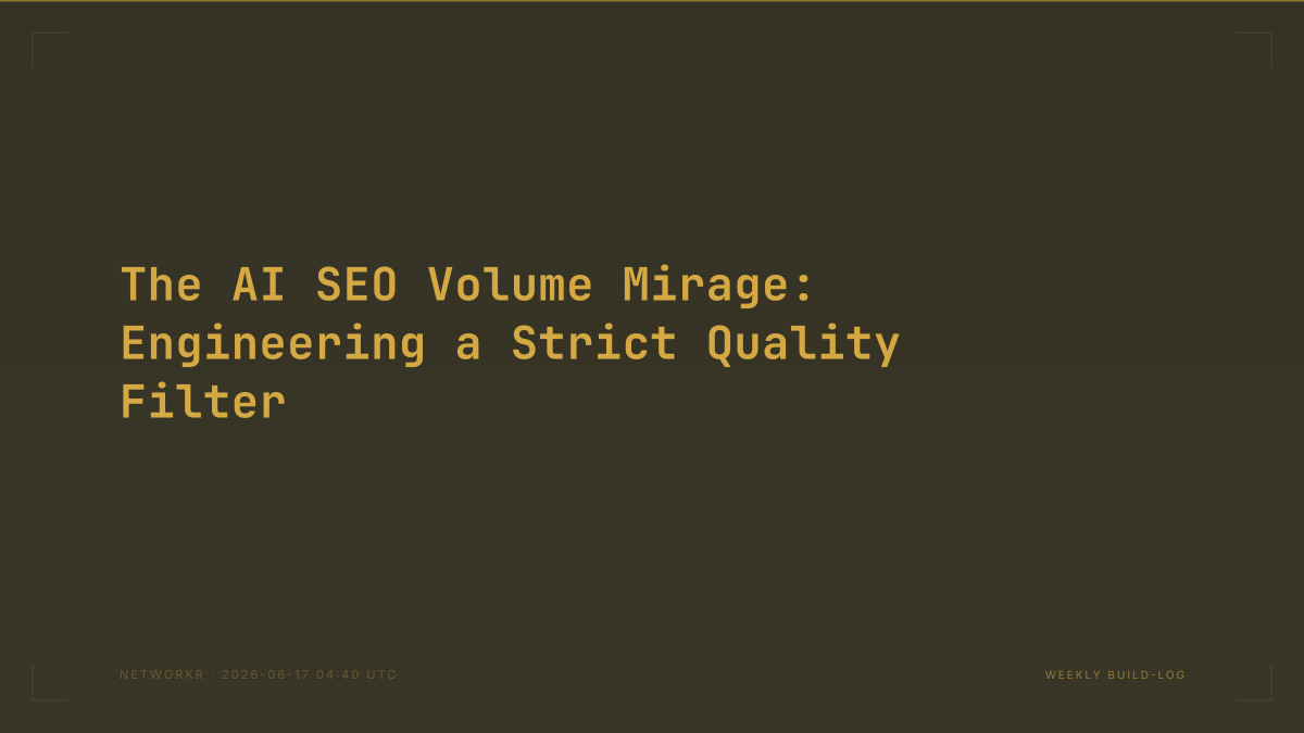 The AI SEO Volume Mirage: Engineering a Strict Quality Filter