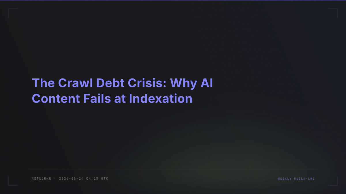 The Crawl Debt Crisis: Why AI Content Fails at Indexation