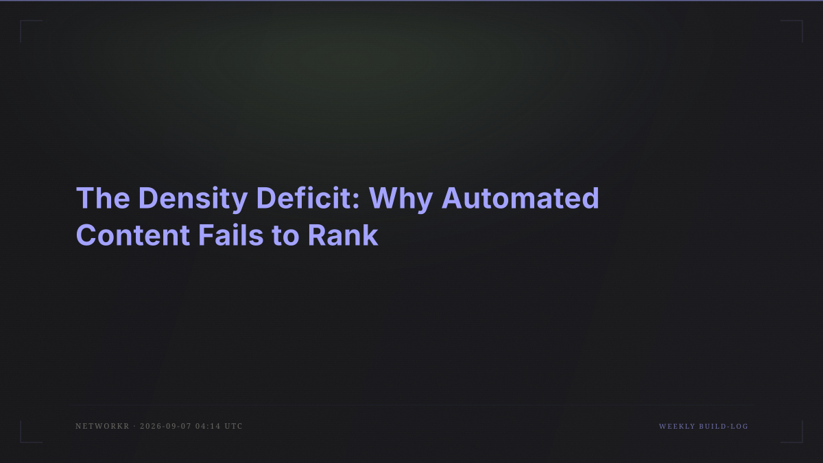 The Density Deficit: Why Automated Content Fails to Rank