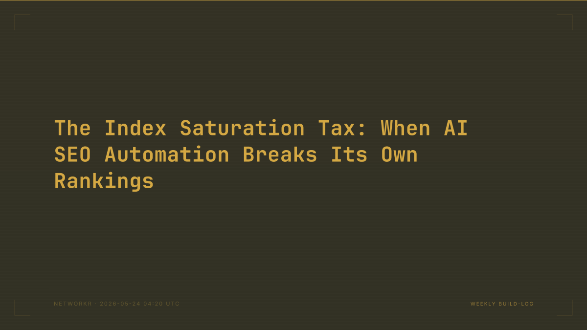 The Index Saturation Tax: When AI SEO Automation Breaks Its Own Rankings