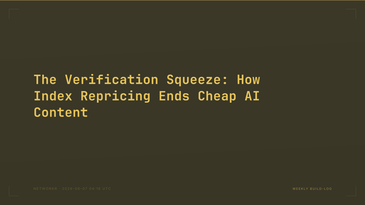 The Verification Squeeze: How Index Repricing Ends Cheap AI Content