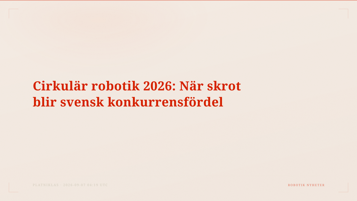 Cirkulär robotik 2026: När skrot blir svensk konkurrensfördel
