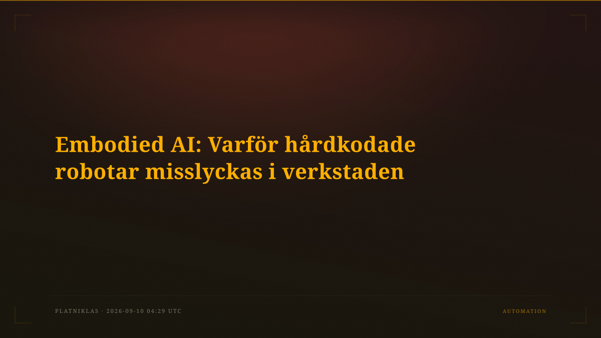 Embodied AI: Varför hårdkodade robotar misslyckas i verkstaden
