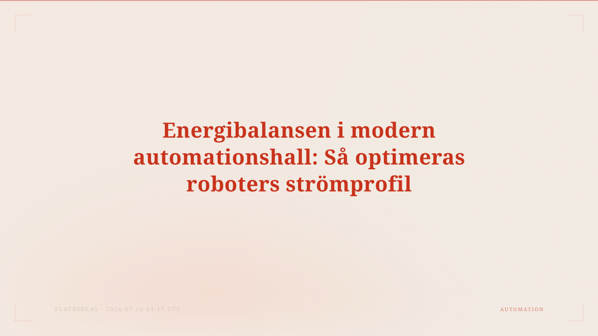Energibalansen i modern automationshall: Så optimeras roboters strömprofil