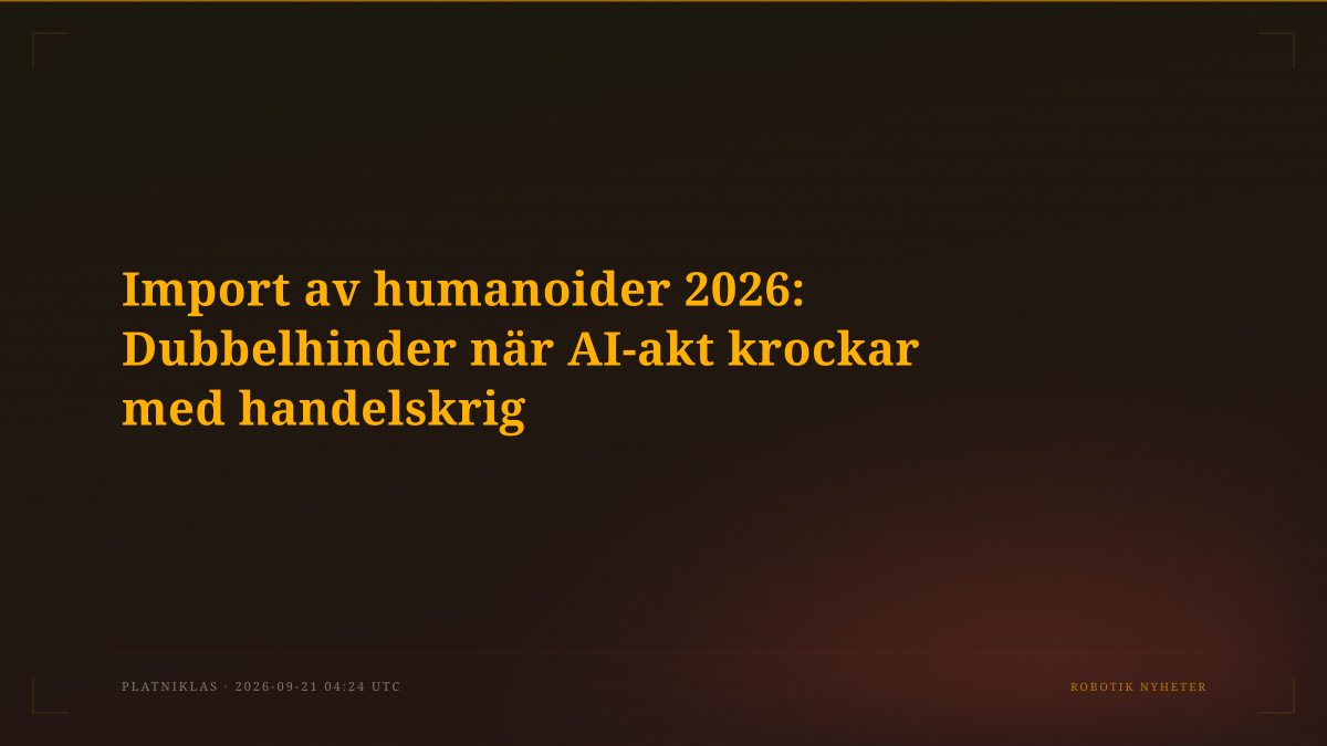 Import av humanoider 2026: Dubbelhinder när AI-akt krockar med handelskrig