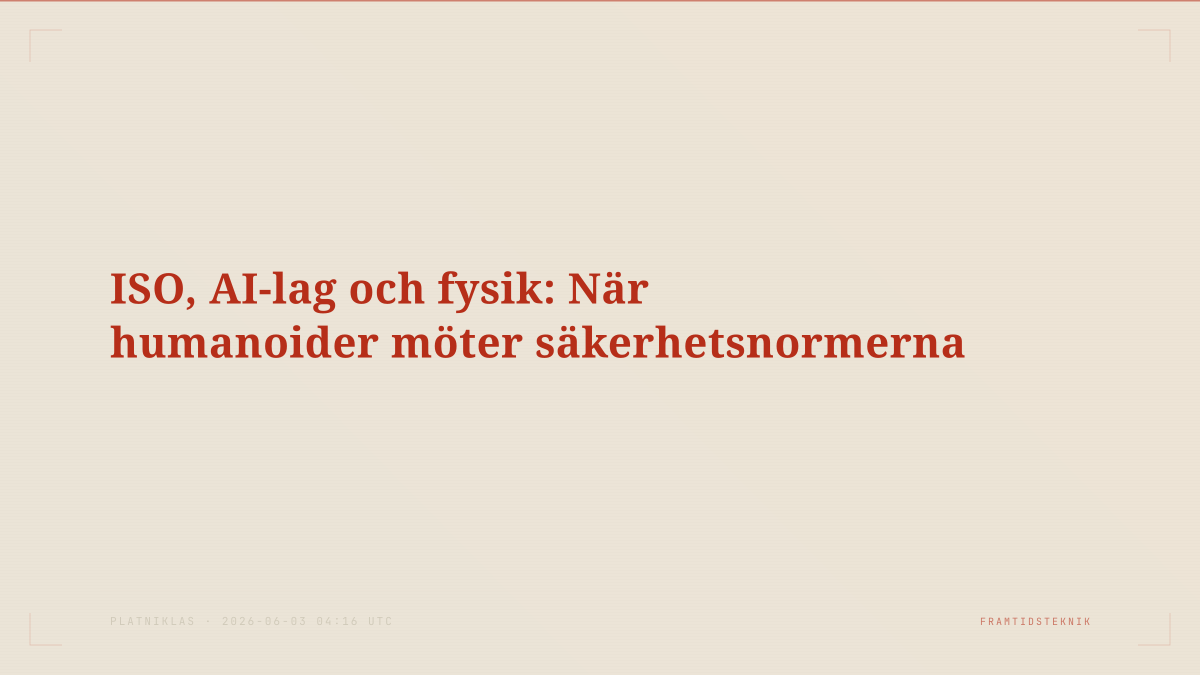 ISO, AI-lag och fysik: När humanoider möter säkerhetsnormerna