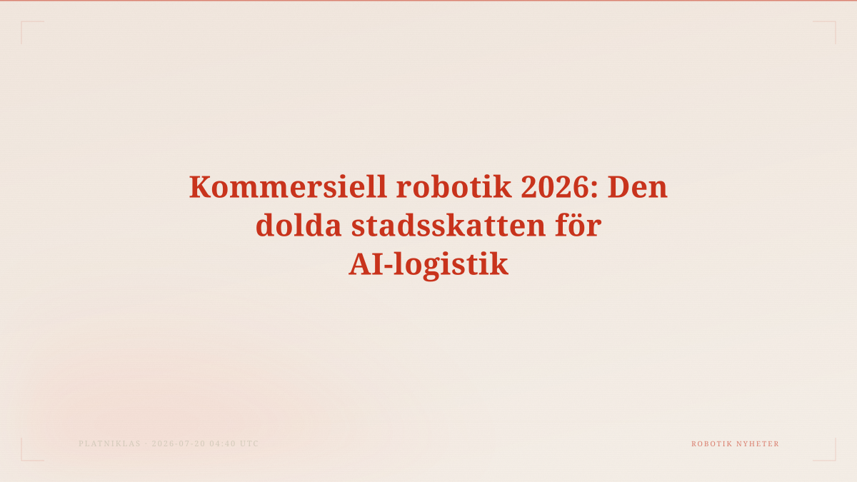 Kommersiell robotik 2026: Den dolda stadsskatten för AI-logistik
