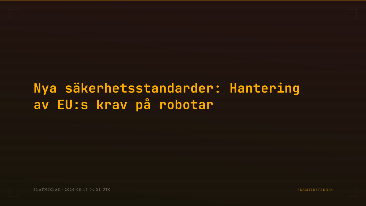 Nya säkerhetsstandarder: Hantering av EU:s krav på robotar