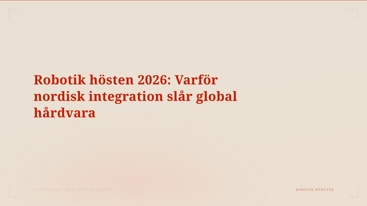 Robotik hösten 2026: Varför nordisk integration slår global hårdvara