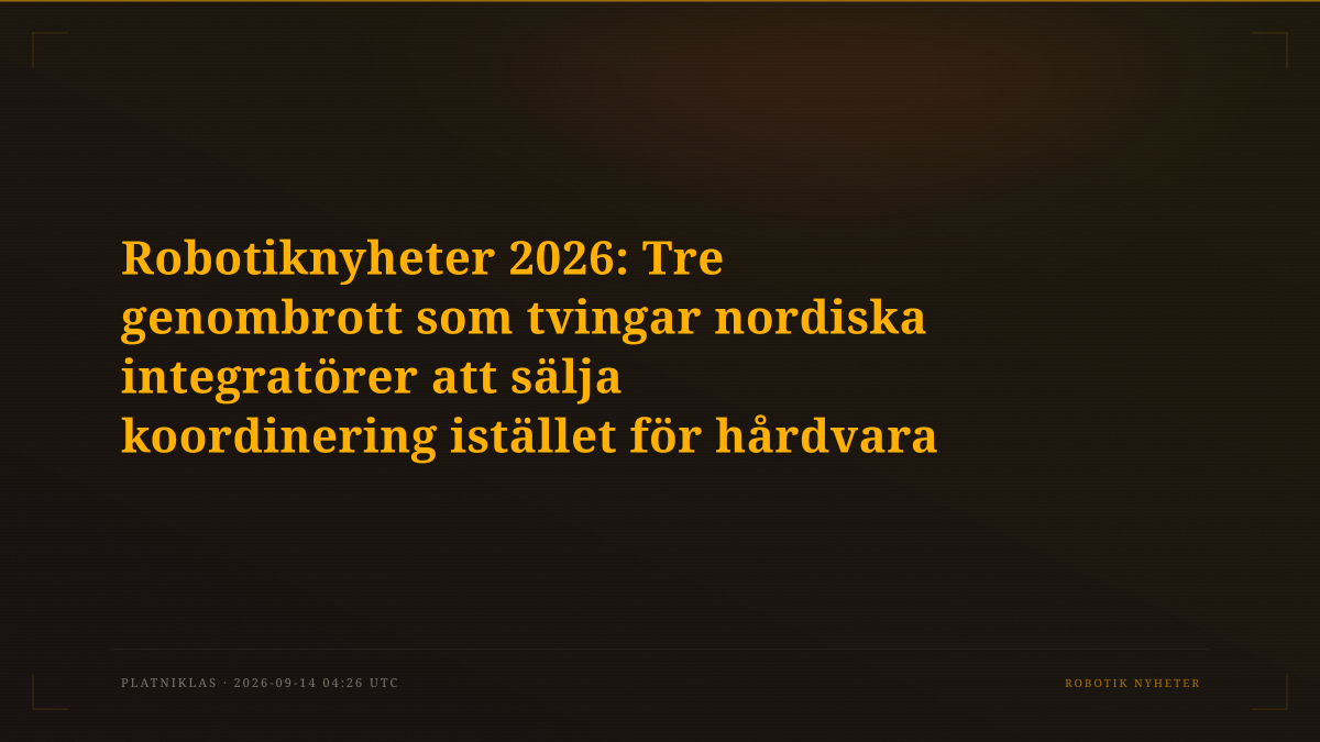 Robotiknyheter 2026: Tre genombrott som tvingar nordiska integratörer att sälja koordinering istället för hårdvara