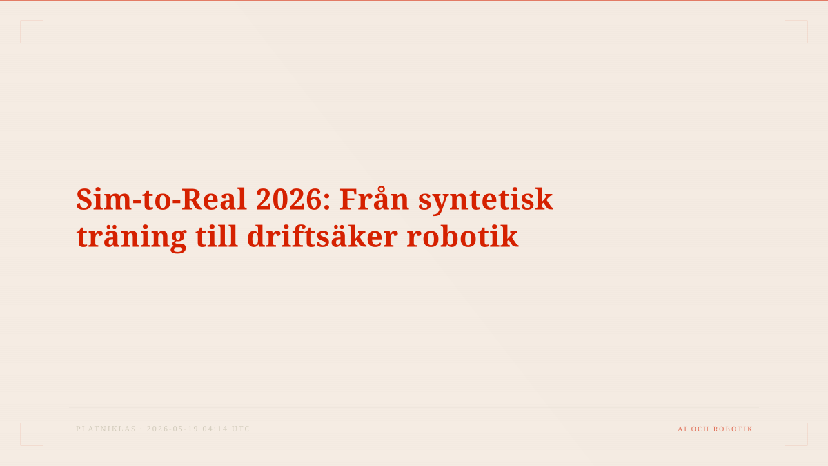 Sim-to-Real 2026: Från syntetisk träning till driftsäker robotik