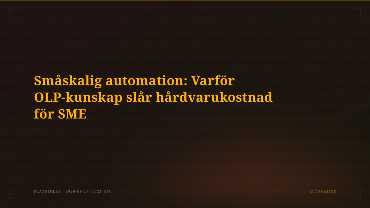 Småskalig automation: Varför OLP-kunskap slår hårdvarukostnad för SME